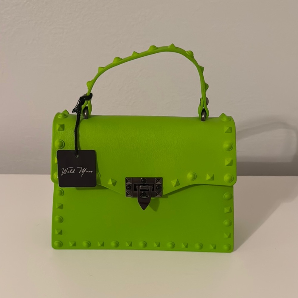 Neon Green Studded Handbag